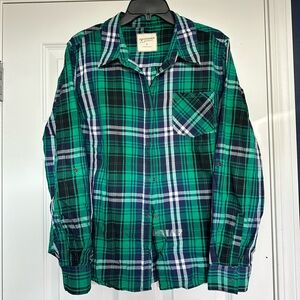 Juniors XL Green Plaid Top